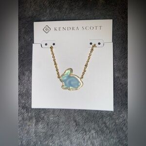 Kendra Scott Bunny Gold w/Matte Light Blue Dichroic Glass Necklace 16+3”ext $85